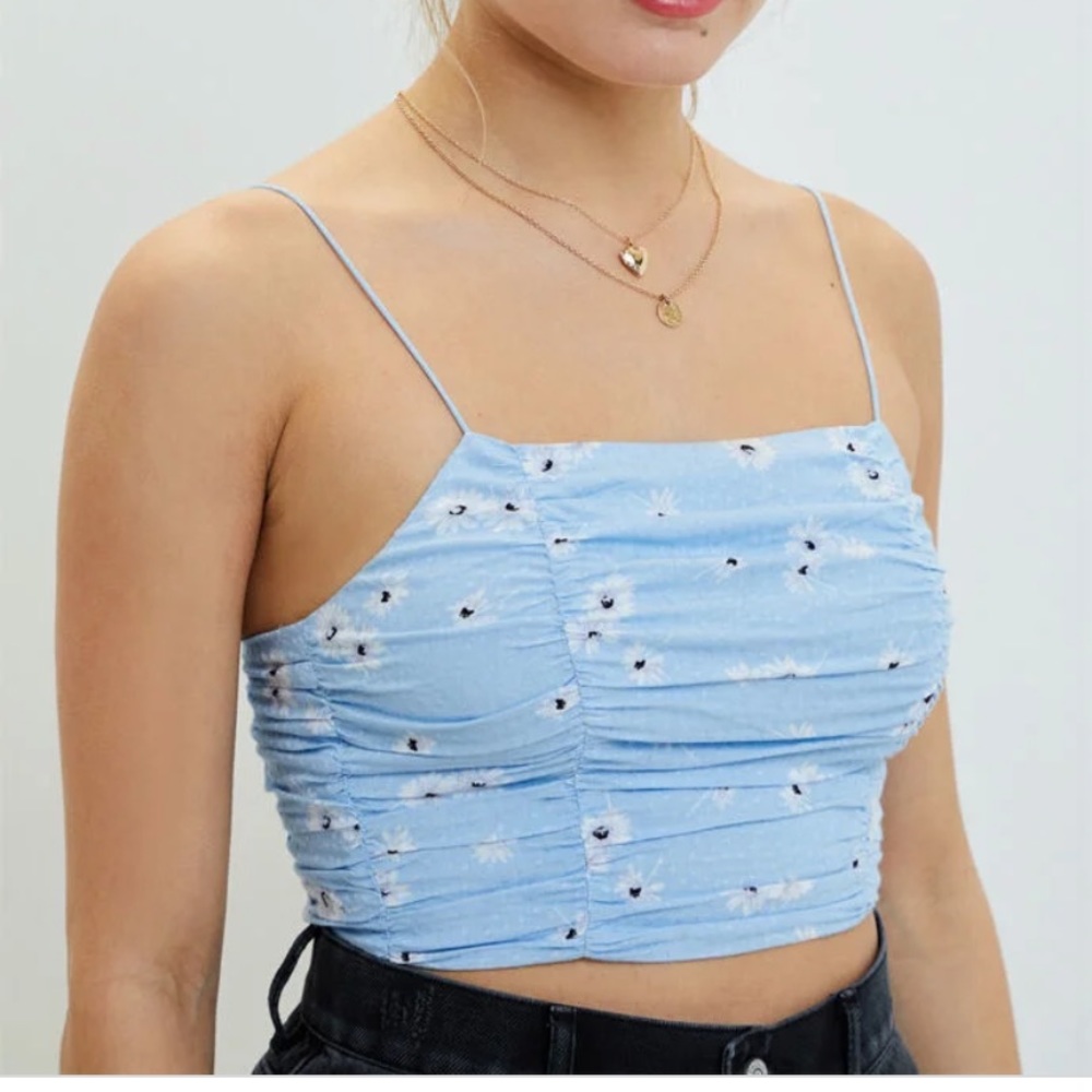 Pacsun LA Hearts Blue Floral Crop Tank Top